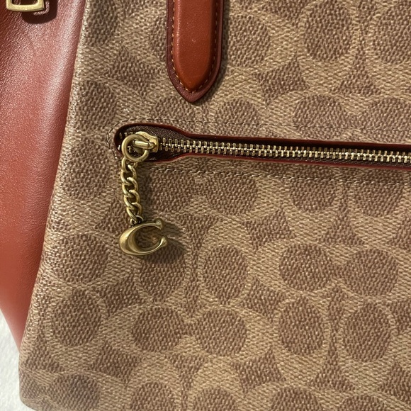 Coach Brown and Tan Signature Satchel - Picture 3 of 8